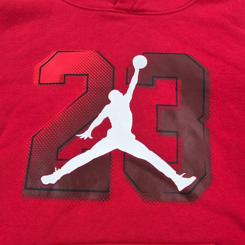 Jordan Hoodie Kids M 10-12 Red Jumpman 23 Graphic Fleece Pullover 807421-739744
